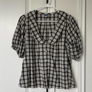 XS Tall Plaid Blouse
